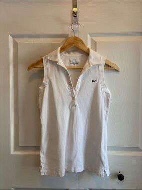 Vineyard Vines White Sleeveless Polo Tank with Whale Logo
